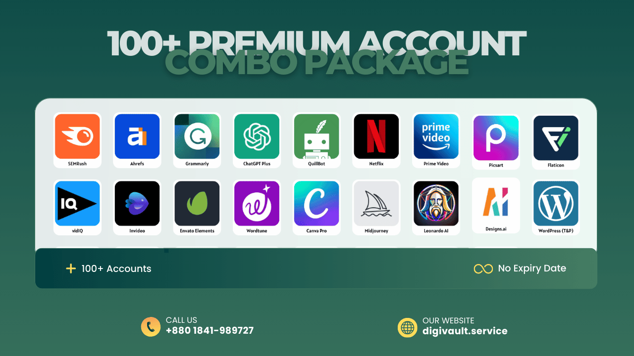 100+ Premium Account Combo Package